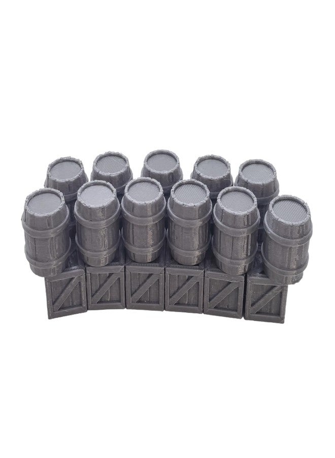 XJPONGC Crates and Barrels DND Terrain Compatible DND Terrain for 25mm Dungeons and Dragons, D&D,40k, RPG, 25mm MiniaturesTabletop RPGs, Wargame Scenery(12PCS Crates+11PCS Barrels) - Image 4